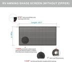 RV Awning Shade Screen Without Zipper 8'x16'3'',Black Mesh RV Awning Sun Shade Screen,Universal Trailer Camper RV Awning Screen with Complete Kit,Significantly Improves Shadow and Privacy