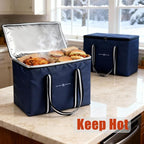 Insulated Food Delivery Bag, Large Durable Reusable Shopping Grocery Bag with Zipper – Foldable Thermal Cooler Bag for Hot & Cold Food, Pizza Delivery & Catering