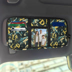 Shark Zippered Small Car Sun Visor Organizer with Adjustable Straps and Multi-Pocket Velcro Storage Pouch Car with Picture Holder Easy Installation Universal Fit for Most Cars SUV