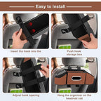 7-In-1 Car Seat Back Organizer with Cup Holders, Tissue Box, Garbage Can&Hooks, Multifunctional Headrest Storage Organizer, Headrest Cup Holder for Backseat, Car Accessories for Trips, Travels(Brown)