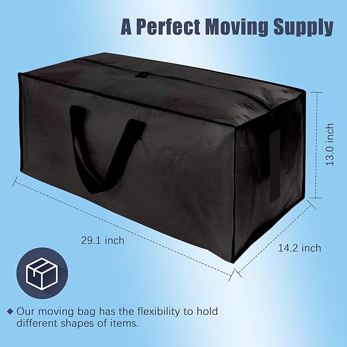HOMESURE 8 Pack Large Strong Bags with Zippers & Carrying Handles - Water-Resistant - Heavy Duty Storage Tote for Space Savin