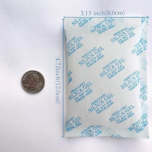 50 Gram 10 Packs Silica Gel Packets - Desiccant Packs for Storage, Food Safe Desiccant for Safes Moisture Control for Foods, 