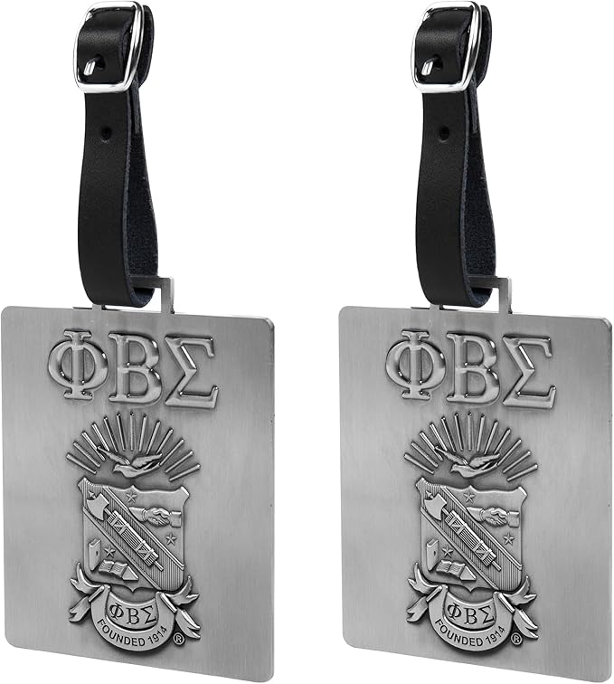 Phi Beta Sigma Fraternity Paraphernalia - Official Vendor - Luggage Tags - Set of 2 - Greek Letters and Shield