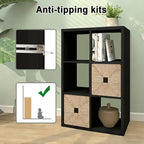 CTESNE【2026 Wooden Thick Frame 6 Cube Storage Organizer Shelf with Anti-Tipping Kits + Reversible Open Back Bookcase, Horizon