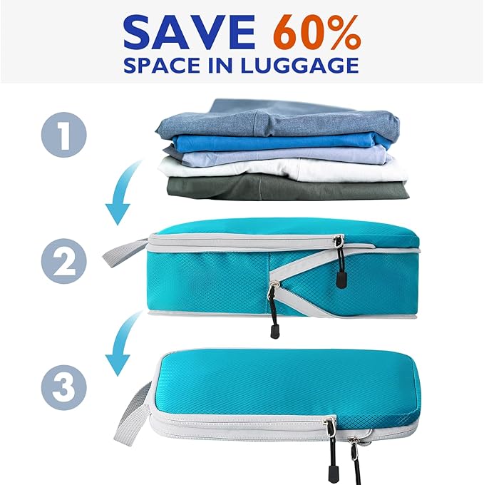 Compression Packing Cubes, 10 Set Packing Cubes for Travel Compression, Lightweight Compressible Package Organizer for Carry 