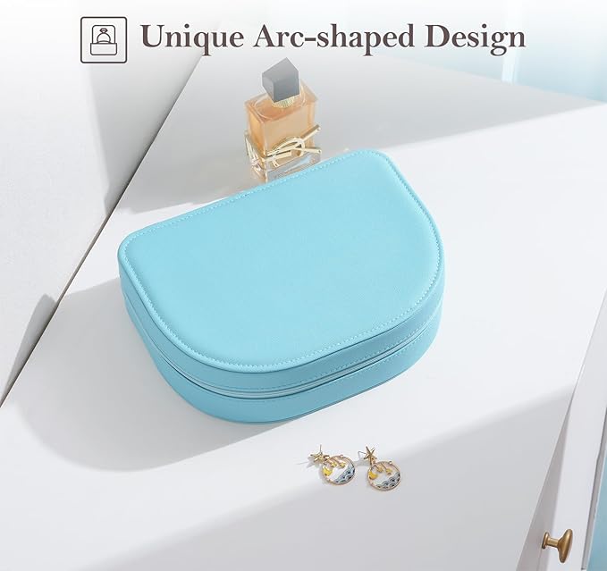 ProCase Travel Size Jewelry Box, Large Portable Seashell-Shaped Jewelry Case, 2 Layer Jewelry Organizer in PU Leather for Wom