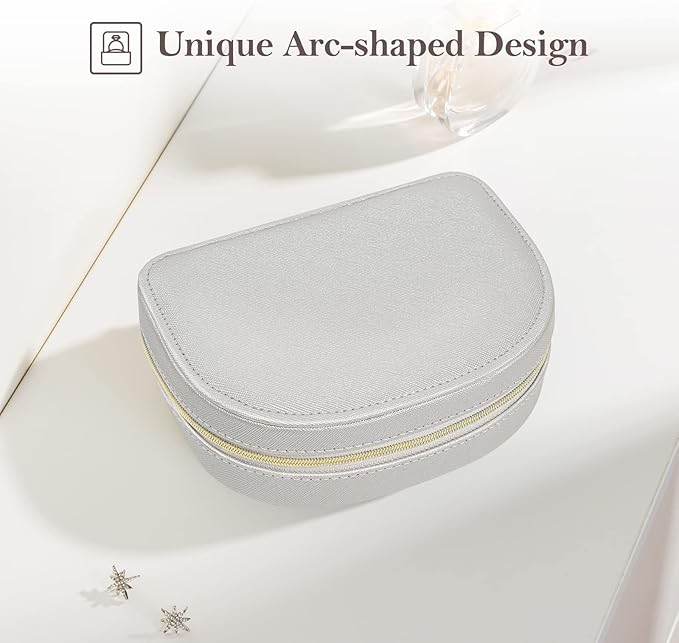 ProCase Travel Size Jewelry Box, Medium Portable Seashell-Shaped Jewelry Case, 2 Layer Mini Jewelry Organizer in PU Leather f