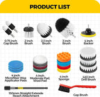 Holikme 22Pack Drill Brush Attachments Set, Scrub Pads & Sponge, Buffing Pads, Power Scrubber Brush, Car Polishing Pad Kit,Wa
