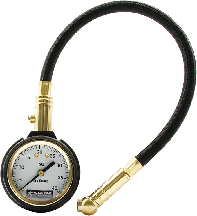 Allstar Performance ALL44077 2" Face 12" Hose 0-40 PSI Range Tire Pressure Gauge