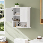 Smuxee White Bathroom Cabinet Wall Mounted, Small Bathroom Medicine Cabinet with 2 Door Adjustable Shelves, Bathroom Wall Cab