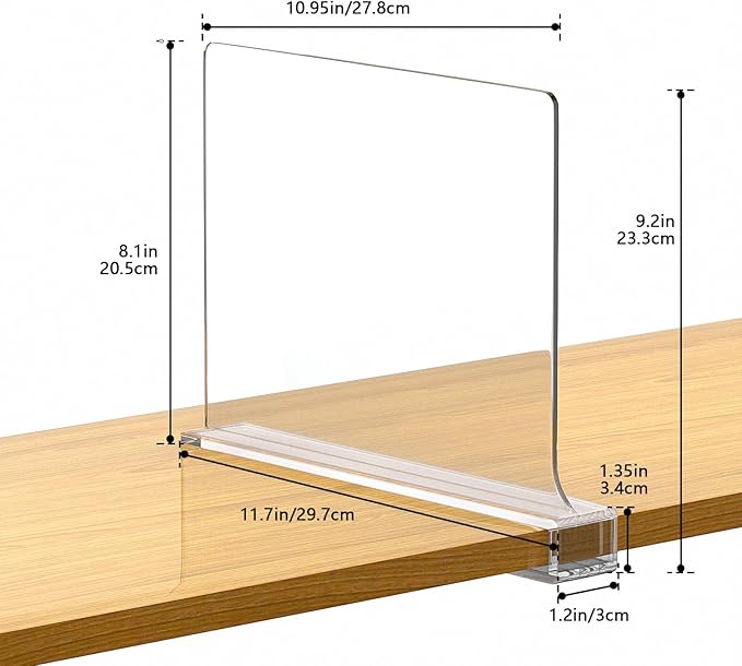 Aolloa 6 PCS Shelf Dividers for Closet Organization Acrylic Clear Closet Shelf Divider for Wooden Shelving Suitable for Woode