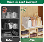 SPACEKEEPER Shelf Divider for Closet, Adjustable Purse Organizers Handbag Separators Storage Organizer Bookshelf Separator Di