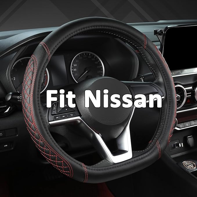 West Llama Flat Bottom Car Steering Wheel Cover for Nissan,D Shaped Steering Wheel Cover for Rogue,Altima,Kicks (Diamond Quil