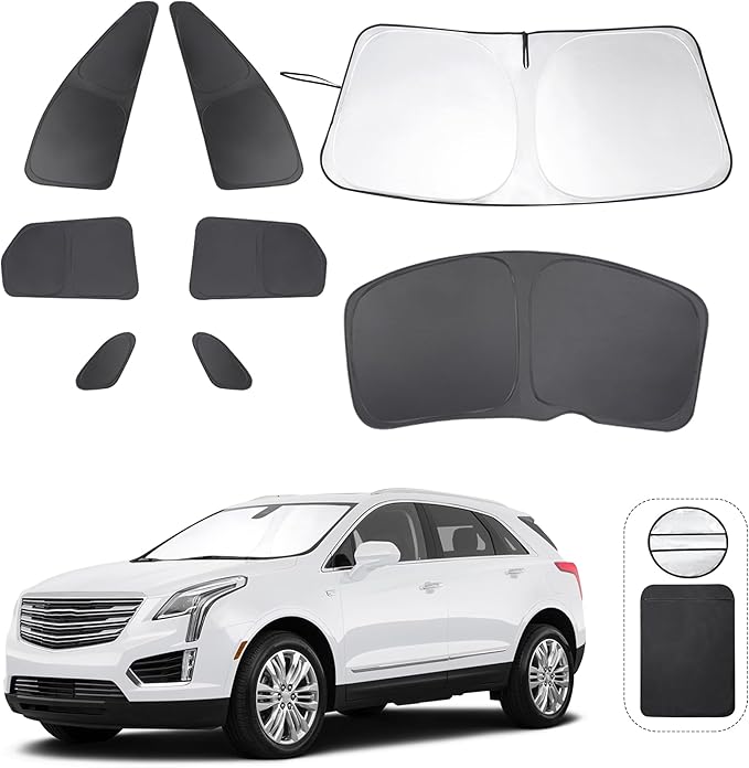 TINGLU Window Shades 8PCS for Cadillac XT5 2017-2026 Accessories Side Full Windows Cover Camping Rear Triangular Windshield Sun Shade Sun UV Rays Privacy Protection