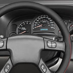 MEWANT Hand Stitch Steering Wheel Cover for Chevy Silverado 1500 2500 Black Smooth Perforated Faux Leather Steering Wrap