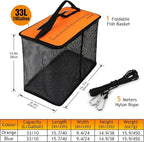 Dovesun Floating Fishing Basket, Collapsible Fish Basket Portable Fishing Net Quick-Drying Rubber Coated Fishing Bait Storage