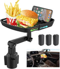 DOUBFIVSY Larger Cup Holder Tray for Car, 10 inch Car Food Tray with Phone Holder Detachable 3 in 1 Car Cup Holder 360° Rotat