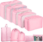 Packing Cubes for Travel - 10 Set Luggage Organizer Bags for Family, Mesh Breathable Travel Packing Cubes for Suitcases Durab