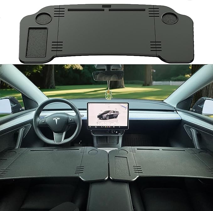 Car Desk for Tesla Model 3 Y, Foldable Tesla Desk for Laptop, Car Table Tray for Tesla Passenger Seat, Tesla Table Travel Tray for Kids, Food & Tablets, Tesla Tray Long Trip Essentials