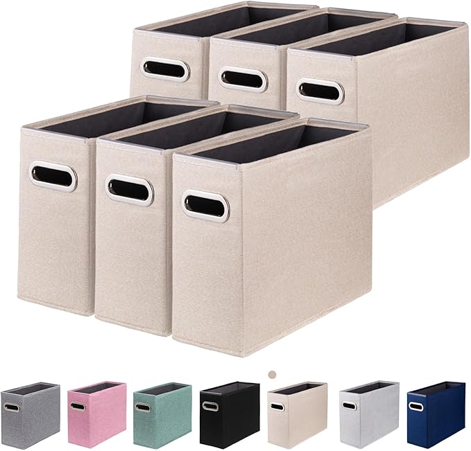 6 Packs Letter Size File Organizer, File Folders Organizer, Fabric Storage Box, Collapsible Paper Organizer with Metal Handle