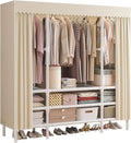 Portable Closet,Garment Rack,Heavy Duty Clothes Rack with Cover,Wardrobe Closet with 3 Hanging Rods, 9 Storage Shelves,55.1" 