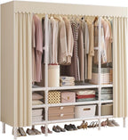 Portable Closet,Garment Rack,Heavy Duty Clothes Rack with Cover,Wardrobe Closet with 3 Hanging Rods, 9 Storage Shelves,55.1" 