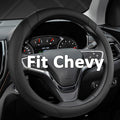 West Llama Customized Auto Car Steering Wheel Cover for Chevy 14.5-15 inches, Steering Wheel Cover for Chevrolet (Black - Sta