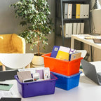 Nicunom 6 Pack Small Cubby Bins Storage Bins with Lids, 5 Qt Plastic Storage Bins Colorful Toy Storage Containers, Stackable 