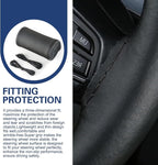 WZP Genuine Leather Steering Wheel Cover, Custom Stitch On Steering Wheel Wrap, Breathable Non-Slip Steering Wheel Protector 
