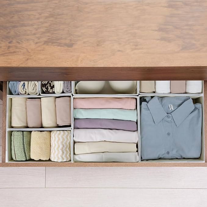 Fordonral Drawer Organizer Clothes, Foldable Fabric Dresser Organizer Closet Organizers and Storage Box for Underwear,Folded 