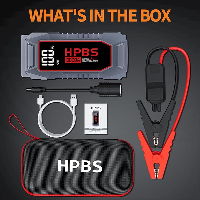 Car Jump Starter - 5000A Peak Jump Starter Battery Pack with DC for Up to All Gas and 10.0 L Diesel Engines 12V Portable