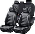 Huidasource Universal Car Seat Cover, Nappa Leather Car Seat Cover Set, Velcro Adjustable, Compatible with Airbags, Armrests,