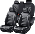 Huidasource Universal Car Seat Cover, Nappa Leather Car Seat Cover Set, Velcro Adjustable, Compatible with Airbags, Armrests,