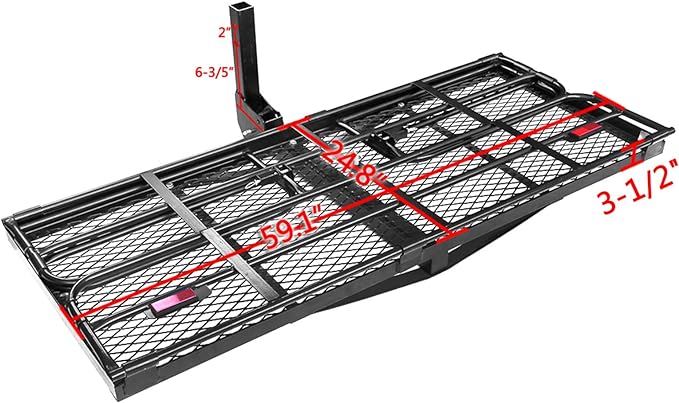 500 Lbs Heavy Duty Hitch Mount Cargo Carrier 60" x 24" x 14.4" Folding Cargo Rack Rear Luggage Basket Fits 2" Receiver for Car SUV Camping Traveling