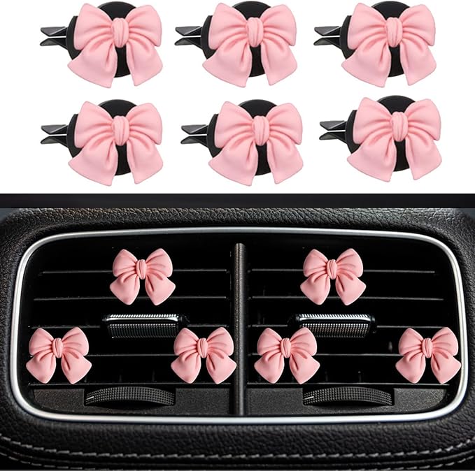 Dotesy 16 Pcs Bling Car Steering Wheel Cover Set with Crystal Seatbelt Shoulder Pads Diamond Butterfly Car Accessories for Women (Pink)