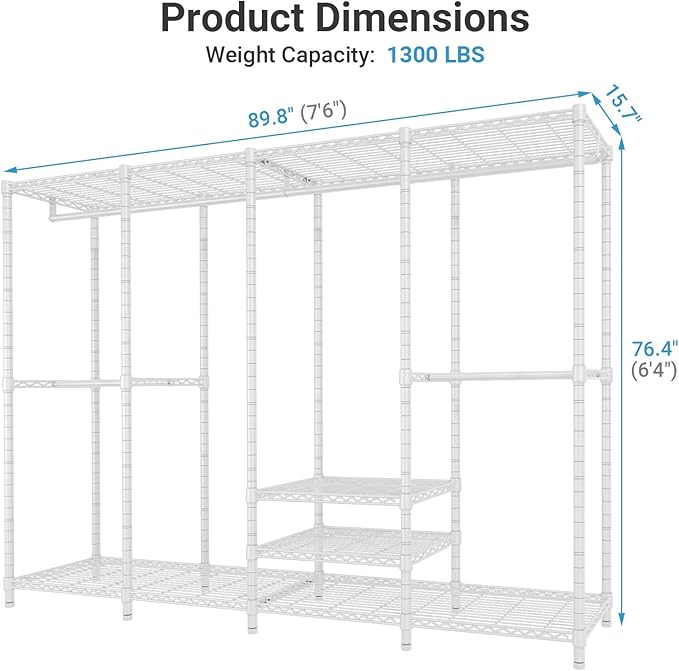 VIPEK V40C Plus Heavy Duty Clothes Rack with Upgraded Polyester Cover, Extra Large Covered Clothing Rack for Hanging Clothes 