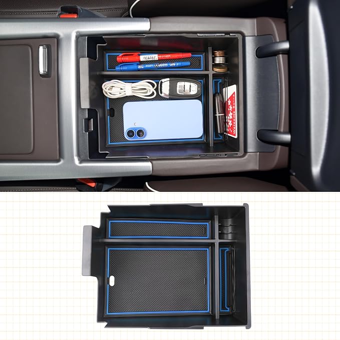 for 2024 Hyundai Palisade Center Console Organizer Tray for 2023-2025 Palisade SE/SEL/XRT/Limited/Calligraphy Armrest Box Secondary Storage Glove Box Insert Accessories (23-25 Palisade Blue Trim)
