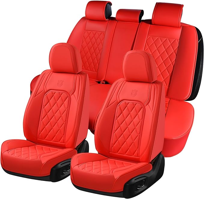 Coverado Car Seat Covers Full Set, 5 Seat Universal Seat Cover for Cars, Luxury Faux Leather Waterproof Seat Cover, Front and