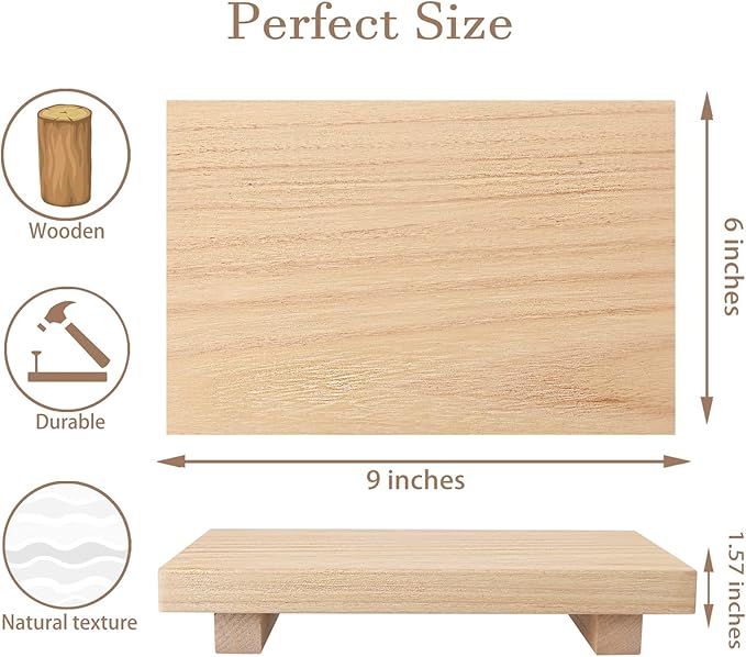 zoocatia Small Wood Tray Pedestal Stand Farmhouse Bathroom Decor Decorative Wooden Riser Kitchen Soap Dish Holder for Vanity,