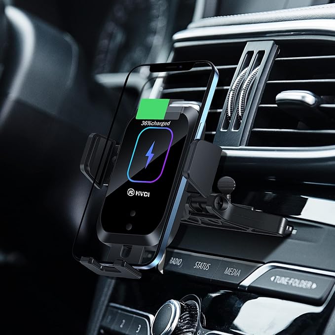 Wireless Car Charger CD Slot Phone Mount, Auto-Clamping 15W Qi Fast Charging Infrared Smart Sensor Air Vent Cell Phone Holder,Compatible with iPhone 13 Pro Max 12 11 X 8,Samsung S21 S20 S10 S9