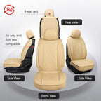 MIROZO Seat Covers Beige, Car Seat Covers Full Set Automotive Seat Covers Leather Seat Covers Car Seat Protector Universal Ve
