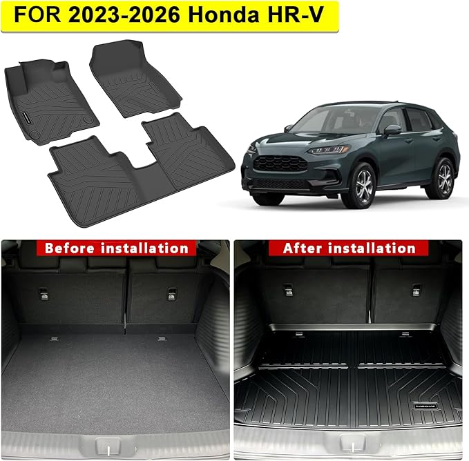 All Weather Car Floor Mats & Cargo Liner for 2023 2024 2025 2026 Honda HR-V Custom Fit HR-V Hybrid Accessories