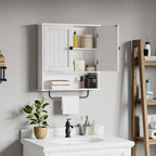 RRX Bathroom Cabinet Wall Mounted Medicine Cabinets with Towels Bar, Over The Toilet Storage Cabinet with 2 Doors and Adjusta