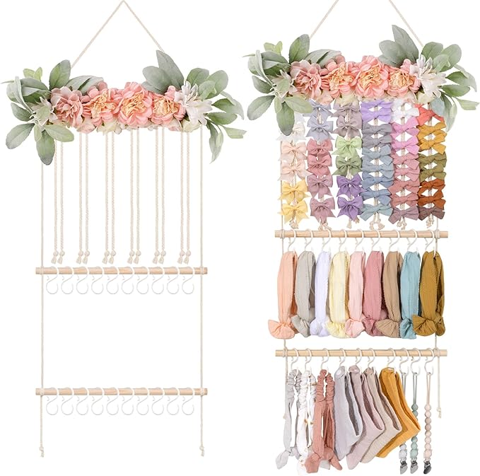 POVETIRE Headband Holder Hair Bows Organizer for Girls, Hair Accessories Display Storage Wall Hanging Decor for Baby Nursery 