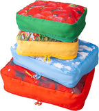 ban.do Getaway Polyester and Mesh Fruit Theme Packing Cube Set, Includes 4 Foldable Luggage Organizers in Various Sizes (J'ad
