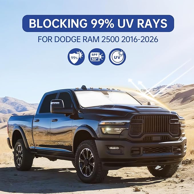 Car Window Shades for Dodge RAM 2500 2016-2026, Full Car Window Covers for Privacy, Sunshades for RAM 2500 Front Rear Windshield Side Windows to Block UV and Protect Privacy(6pcs)