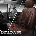 CAR PASS Piping Luxury Faux PU Leather Two Front Car Seat Covers, Waterproof Anti Slip Seat Covers Compatible with Front Seat