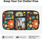 Car Sun Visor Storage Bag,Hippie Flower Design Car Accessories with Zipper Visor Storage Pouch Tactical Panel Adjustable Straps for SUV Truck