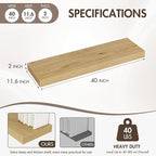 40 Inch Floating Shelves, 12" Deep Floating Shelf Wall Mounted, 40" Wall Shelves, Rustic Deep Bookshelf, Extra Deeper & Thick