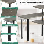 ZHWS Kitchen Countertop Organizer, Bathroom Counter Organizer, Adjustable 3 Tier Corner Shelf with 4 Metal Hooks for Counter 